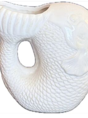 White Ceramic Fish Pitcher or Vase.   Makes the gurgling sound when you pour